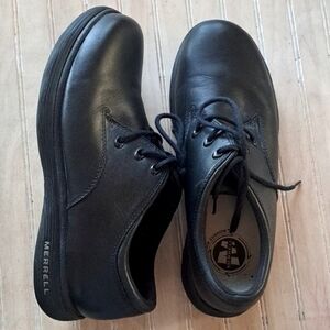 New Merrell Topo Leather Lace Oxford Pro Casual Shoes Men's Air Cushion Black